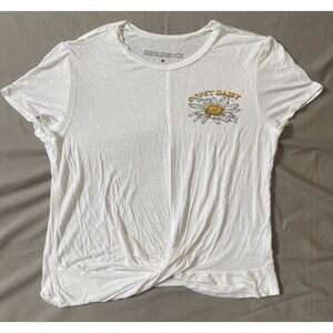 REBELLIOUS ONE MEDIUM GIRLS TEE SHIRT SHORT SLEEVE OOPSY DAISY WHITE FLOWER